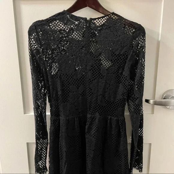 & Other Stories Long Sleeve Lace Detail Black Fit Flare Dress US 8 Black - Picture 10 of 11